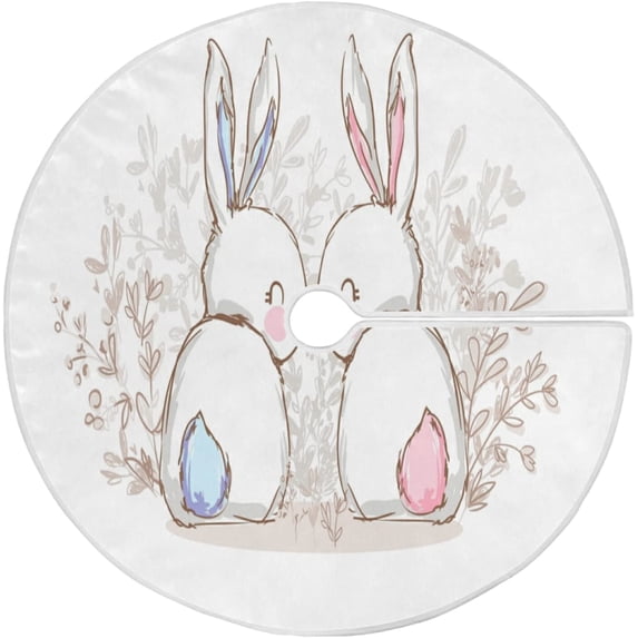 FMSHPON Easter Xmas Christmas Tree Skirt Stand Mat for Holiday Party Decoration Indoor Outdoor 36 inches