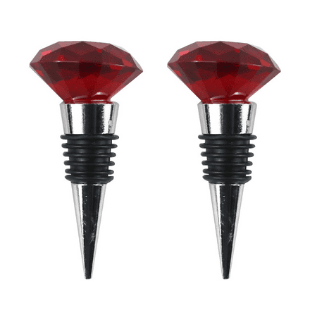 

2PiecesWineBeverageBottleStopperCorksReusableDiamondPlugWineCorksforWineBottlesCrystalBottleStopperforWineDecorativeAccessorieswithIndividualPresentBox Red F21936