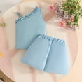 thumbnail image 6 of XZNPDUCQ Toddler Baby Girl Smocked Outfit Ruffle Halter Shirt Flared Pants Set Toddler Bell Bottom Outfit Summer Clothes Playwear Beach Outfits 2-3 Years,Blue, 6 of 9