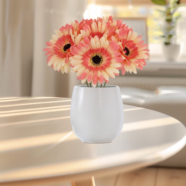 Set de flores de seda de crisantemo artificial 6 piezas | Ramos decorativos realistas de 10,23 pulgadas | Blanco Naranja Azul Vino Verde Rosa Amarillo | Centro de mesa para bodas en la cocina en