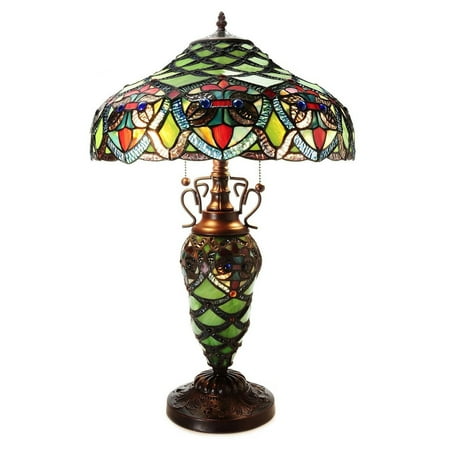 Antique Brass Tiffany Table Lamp - Warehouse of Tiffany Arielle Double Lite Table Lamp