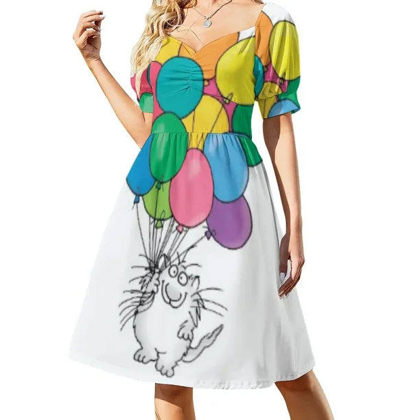 Vestido de manga corta de paloon volador, vestidos de mujer para mujer, vestido de noche para mujer