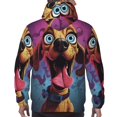 thumbnail image 3 of Bingfone Cartoon Big-Eyed Dog Men's Drawstring Hoodie Long Sleeve Pocket Sweatshirts-Small, 3 of 6