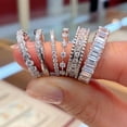 thumbnail image 4 of Anillo de lujo con círculo completo y circonitas cúbicas para mujer, anillo con accesorios que combinan con todo, chapado en platino, 4 of 6