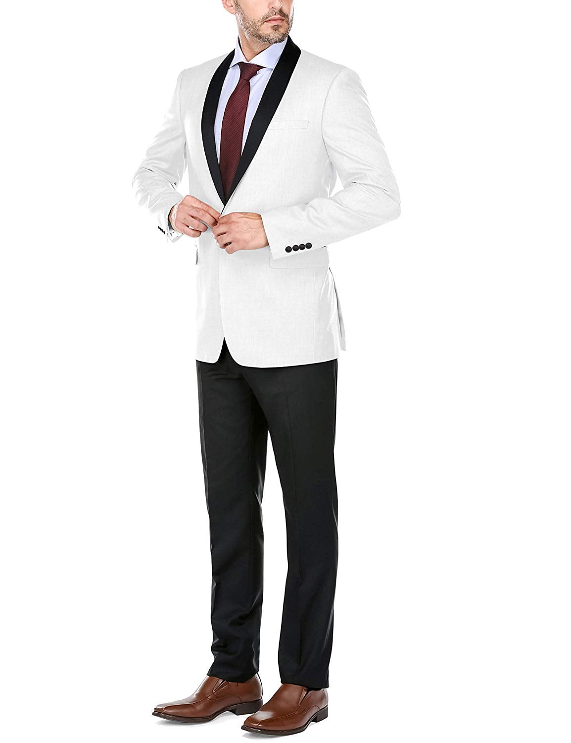 Men's Slim Fit 2 Piece Suits : Yffushi Men S 2 Piece Suit Slim Fit Solid Two Button Notched 