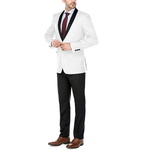 Mens Slim Fit 2 Piece Tuxedo Suit Jacket and Pants