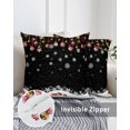 thumbnail image 3 of Waterproof Outdoor Throw Pillows with Inserts 18"x18" Set of 2, Black Christmas Soft Decorative Pillowcases for Couch Bedroom, Xmas Balls White Snowflake Pillow Covers for Sofa Living Room, 3 of 8