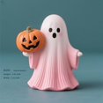 thumbnail image 2 of Halloween Pink Ghost Figurine Decor,Mini Cute Pink Statue with Pumpkin Holding, Decoration for Gift Props Tabletop Home Decorations, Halloween Gift Halloween-Themed Decorations, 2 of 7