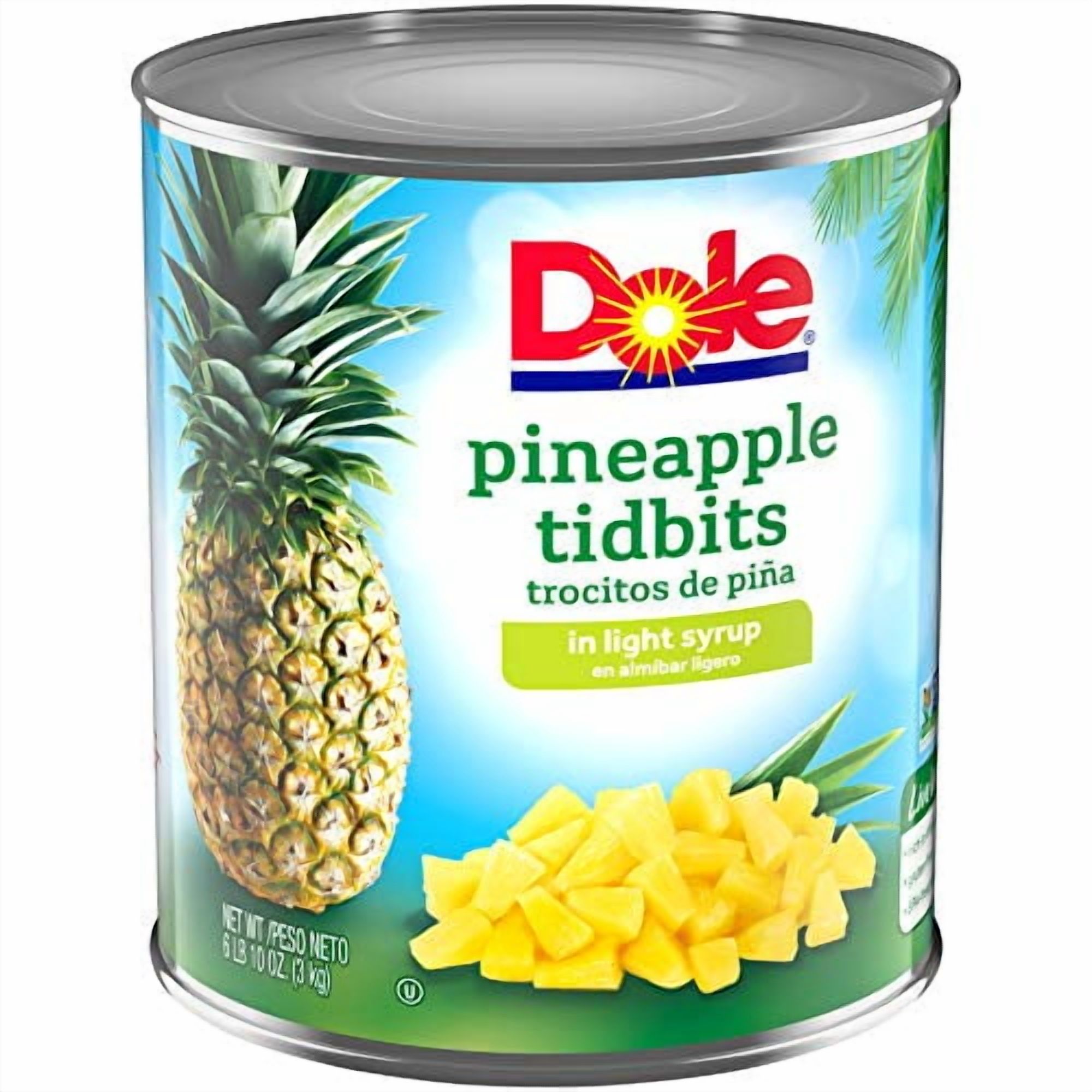 Dole Pineapple Tidbits in Light Syrup, 106 oz - Case of 6