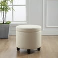 thumbnail image 2 of Wovenbyrd Callister Round Storage Ottoman with Lift-Off Lid, Light Brown Fabric Upholstery, 2 of 5