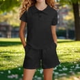 thumbnail image 5 of Stamzod Girls Clothes Two Piece Outfits Short Sleeve Top + Shorts with Pocket Summer Short Set Size 4-14 Years Black 9-10 Years, 5 of 6