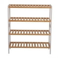 thumbnail image 1 of Casewin 100% Bamboo Shoe Rack Bench, Shoe Storage, 4-Layer Multi-Functional Cell Shelf, Can Be Used For Entrance Corridor, Bathroom, Living Room And Corridor 70 * 25 * 80 - Natural and White, 1 of 9