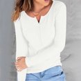 thumbnail image 2 of cfhntfmh Women's Henley Shirts Long Sleeve V Neck Solid Ribbed Button Down Knit Sweater Blouses Trendy Fitted Tops Tunic Shirts, 2 of 5