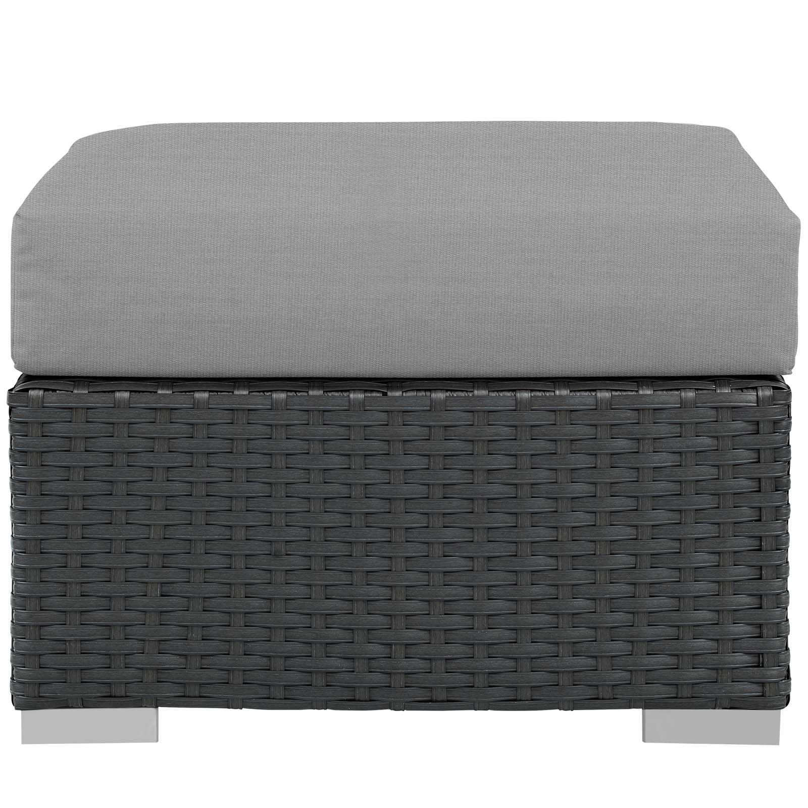 Modern Contemporary Urban Design Outdoor Patio Balcony Garden Furniture Lounge Chair Ottoman, Sunbrella Rattan Wicker, Grey Gray - image 3 of 3