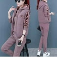 thumbnail image 2 of Women's 3-Piece Tracksuit Set - Hoodie, Padded Vest & Sweatpants with Embroidered Details, Casual Activewear, 2 of 4