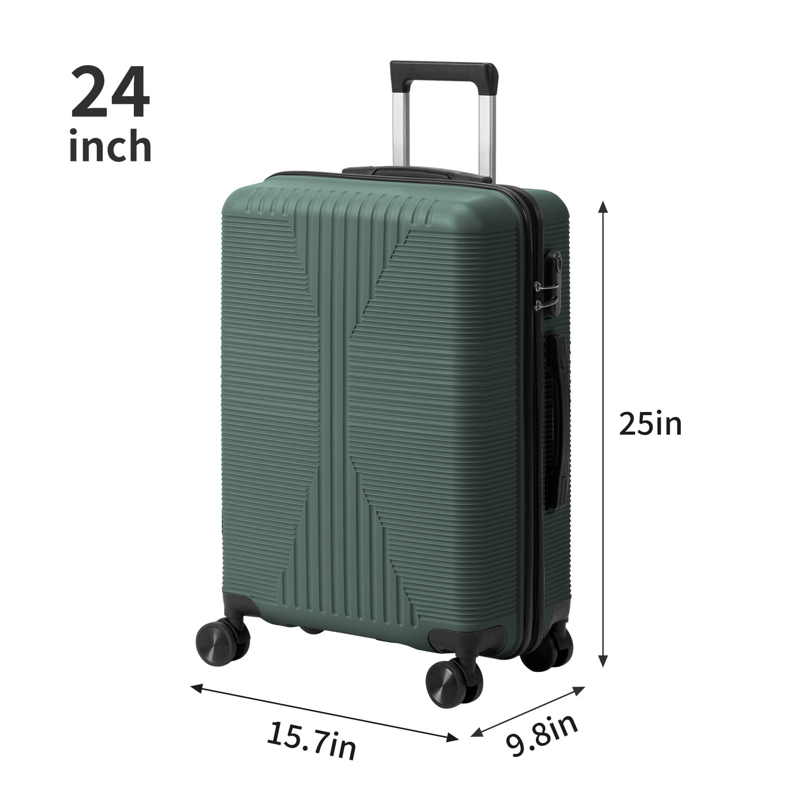 Non-TSA customs lock 5-in-1 PP trolley case, 12in, 16in, 20in, 24in, 28in, PP dark green