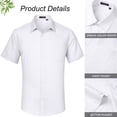thumbnail image 6 of HISDERN Dress Shirts for Men Bamboo-Blend Wrinkle-resistant White Short Sleeve Button Down Shirt M, 6 of 11
