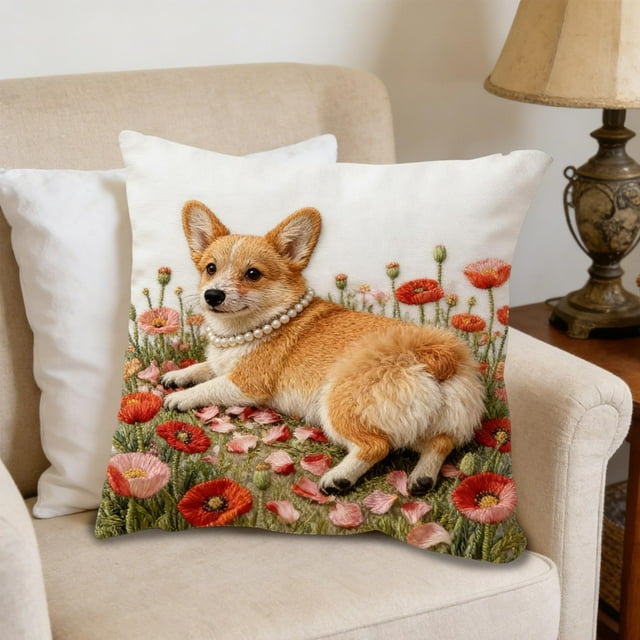 Short Lint Pillow Cover 18In 3D Embroidery Decor Case Design Organizer For Charming Printed Pattern Soft Comfortable Hold Couch Decor Multi Scene Use Bedroom Living Room Home Decor Pillowcases