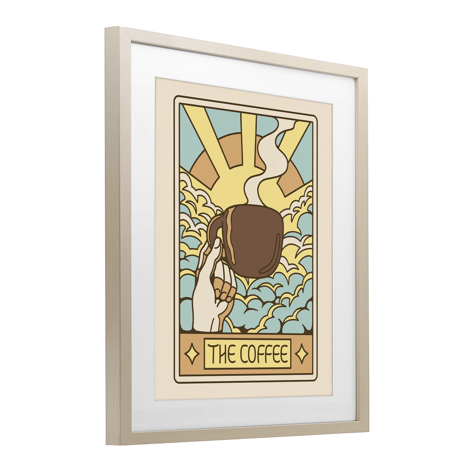 Stupell Industries The Coffee Muted Tarot Birch Framed Print Under Glass, design by Tobe Fonseca