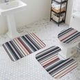 thumbnail image 2 of Vintage Stripes Bathroom Rugs Set Red Navy Striped Retro Geometric Lines Non Slip Absorbent Soft Bath Mats 3 Piece Set with Bathroom Rug, U-Shaped Floor Mat, Toilet Seat Cover Small Size, 2 of 9