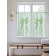 thumbnail image 2 of Green Bow Living Room Curtains 2 Panel, Cute Bowknot Minimalist Solid Color Cafe Window Treatment, Farmhouse Bedroom Bathroom Kitchen Curtains Drapes 104"x45", 2 of 6