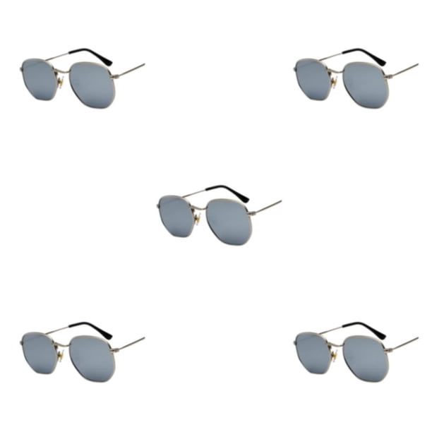 Qarigey Gafas de sol hexagonales para hombres y mujeres lentes polarizadas de moda montura ligera Unisex PC protección plata blanco silveC4 Type2 NO2