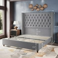 thumbnail image 3 of Merluxy King Bed Frame with Deep Button Tufting and 61.4" Tall Headbord,Velvet Upholstered,Grey, 3 of 9