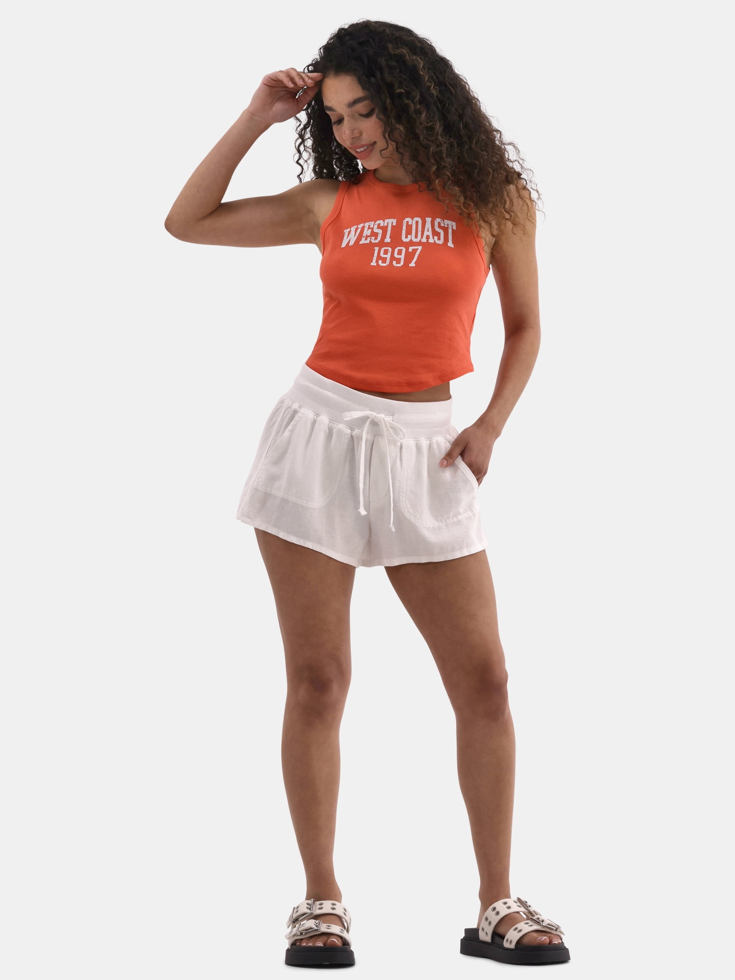 No Boundaries Linen Short, Women's and Women's Plus