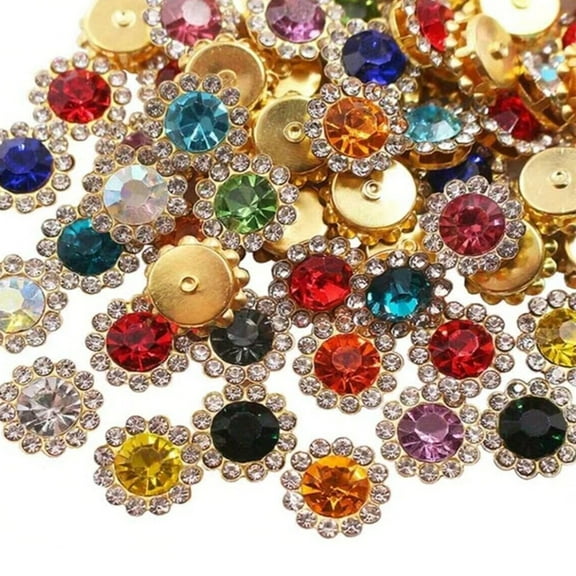200Pcs Flower Flatback Sew on Rhinestones Glass Stone with Hole for Clothing