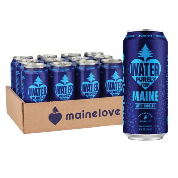 Mainelove Canned Seltzer Water, 16 fl oz, 12 Pack Cans