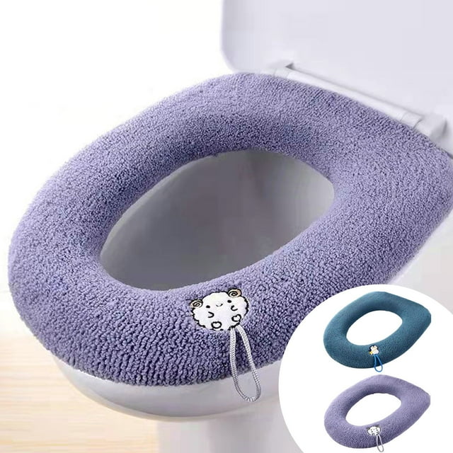 Fiudx Cojín para Asiento de Inodoro, Suave y Cómodo Forro Polar, Lavable y Reutilizable, Apto para La Mayoría de Asientos con Forma de O, Acogedor Accesorio de Baño, Cálido Durante Todo El Año, 35 Cm