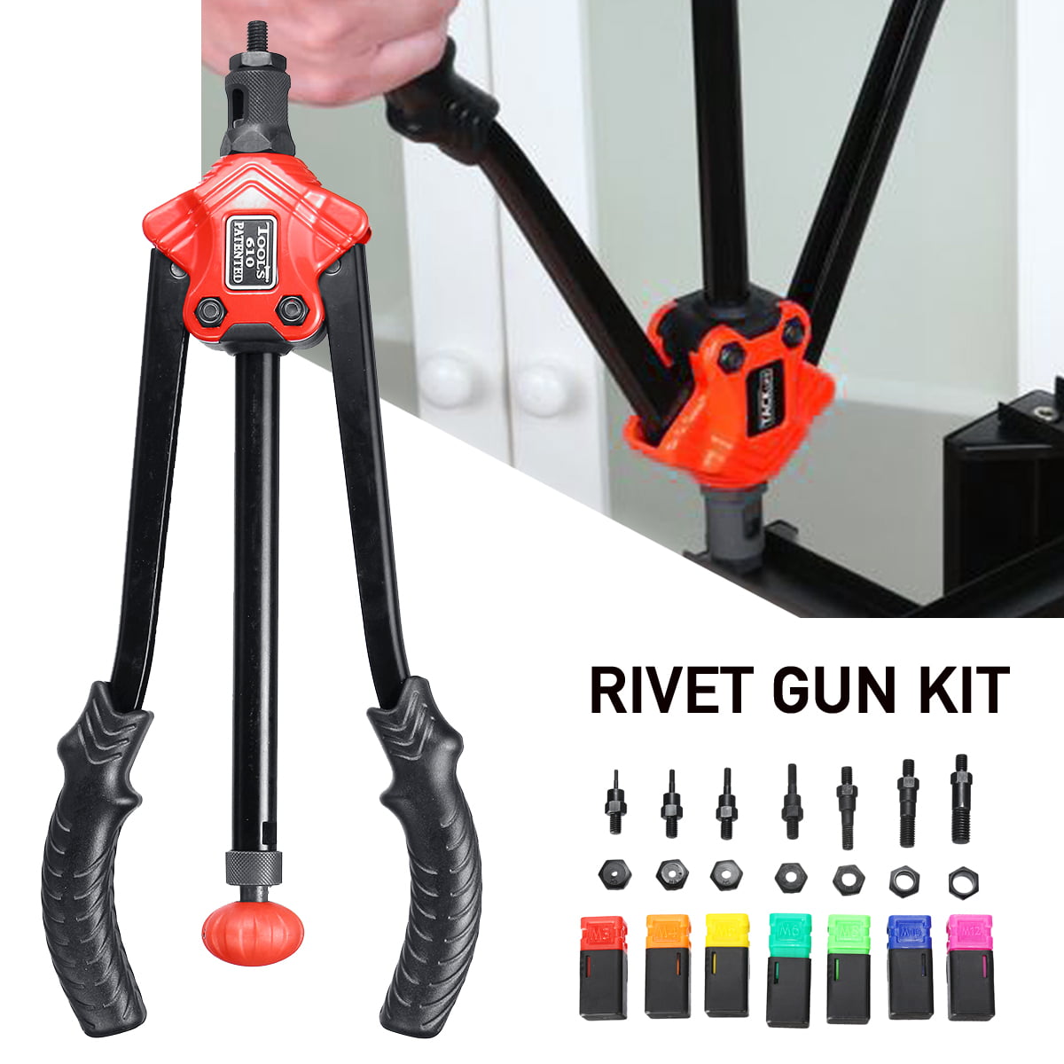 Rivet Nut Tool Kit Hand Riveter Gun Rivnut Setter NutSert Rivet Nuts Set Include