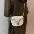 thumbnail image 5 of Bolso de hombro para mujer, estilo retro, con broche, tipo bandolera, con correa de piel extraíble, color blanco:;:;, 5 of 5