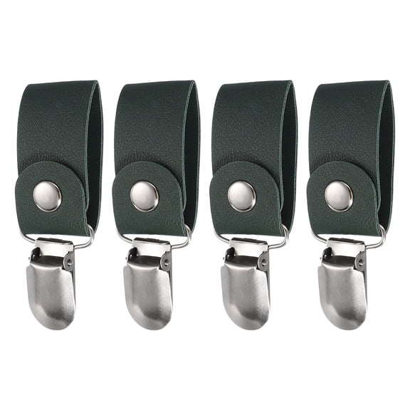 4 Pcs Towel Ring Holder with Clip, Kitchen Bathroom Dish Towels Holder Leather Wall Hook Oven Door Hanger for Home, Green