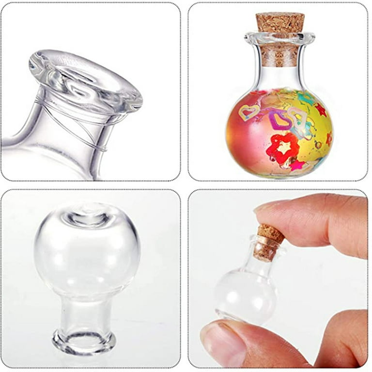 Decorative Glass Bottles with Cork Stoppers Round Glass Bottles Clear  Potion Bottles Glass Vase Bottles for Props DIY Decor