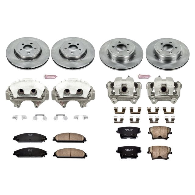 PowerStop Front and Rear Stock Replacement Brake Pad and Rotor Kit with Calipers Fits: CHRYSLER DODGE Select Models KCOE2853A