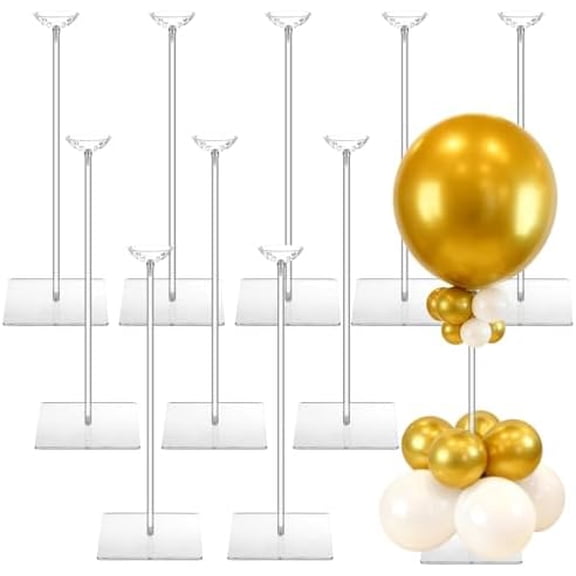 Clear Acrylic Balloon Stand Kit Set of 10-15.7 in Table Balloon Stand with Square Base, Reusable Balloon Stands for Centerpieces Party Wedding Decorations$$Electronics Accessories