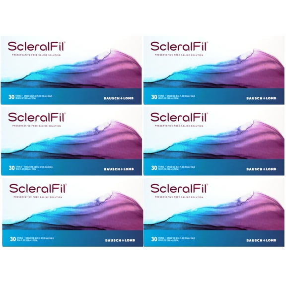 ScleralFil Preservative Free Saline Solution, 0.34 Fl Oz Vials, 30 Count (Pack of 6)