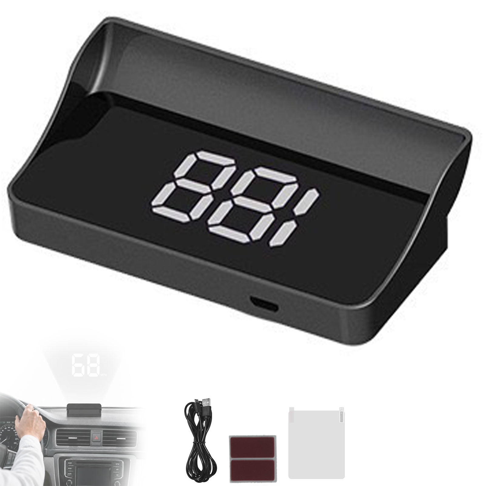 Odopus Car Hud, Odopus Car Gps, Dual-Mode Positioning Display with Speed Projection, Built-In Light Sensor and Adaptive Output, Quick Setup and Large-Size High-Contrast Display, Ideal for In-Vehicle