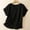 *Black, variant on ClodeEU Women's Linen Blend V Neck Short Sleeve Top with Rolled Cuff Sleeves ,Solid Color Casual Spring Summer Blouse Black,Women's Plus L