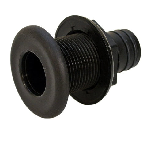 Boat Thru Hull Connector | Barbed 1 1/8 Inch Black Plastic