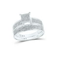 thumbnail image 2 of 10kt White Gold His Hers Round Diamond Cluster Matching Wedding Set 1/2 Cttw, 2 of 5