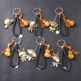 thumbnail image 1 of HEVIRGO Chinese Zodiac Animal Year Symbol Peach Wood Keychain Alloy Key Ring Bag Decor,Rabbit*, 1 of 10