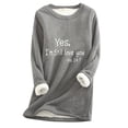 thumbnail image 2 of Jinhomg Casual Fleece Shirts for Women Cute Letter Print Crewneck Sweatshirts Winter Warm Thick Sherpa Lined Loungewear Tunic Tops Gray XXL, 2 of 3