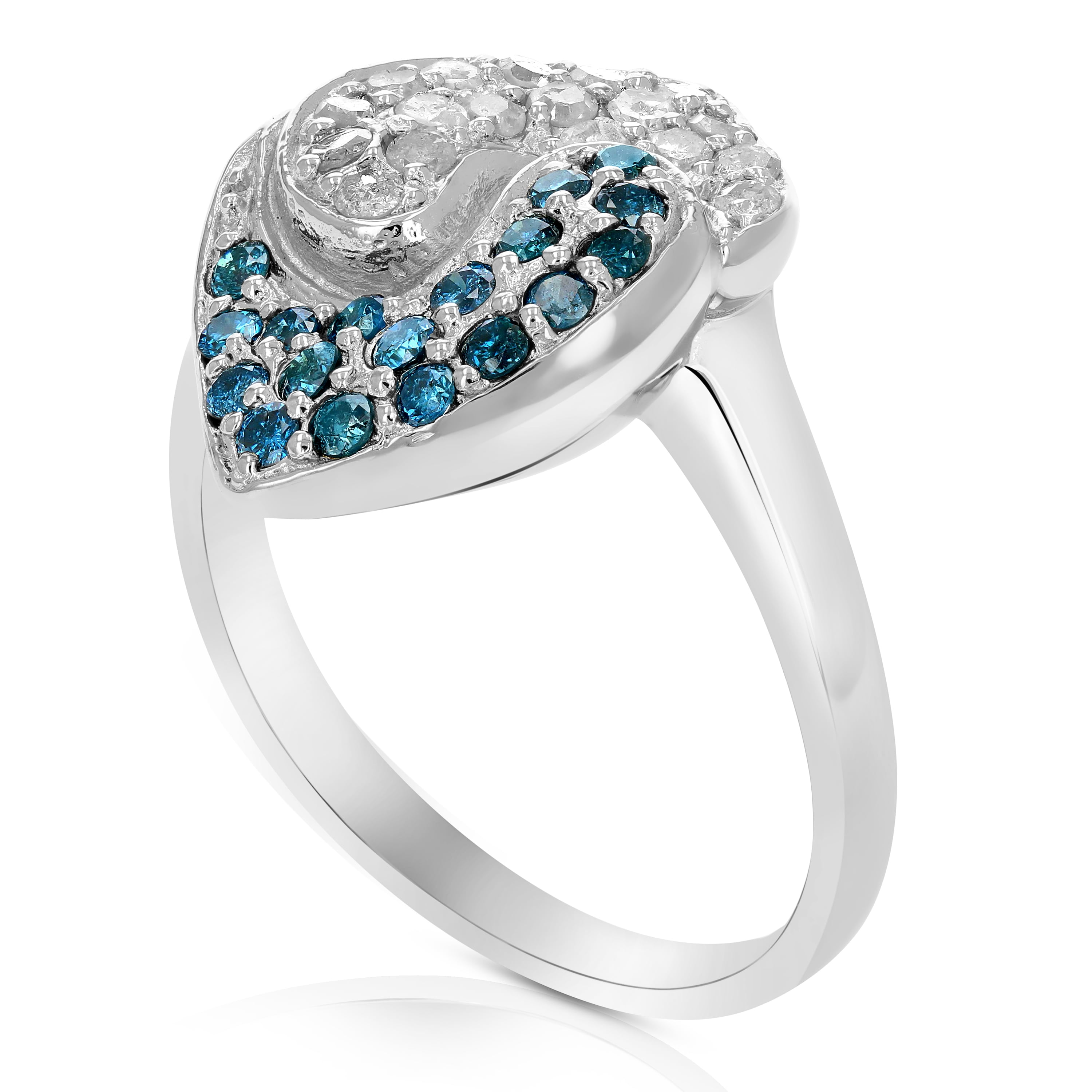 Vir Jewels 0.80 CTTW Blue and White Diamond Ring for Women .925 Sterling Silver with Rhodium
