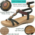 thumbnail image 2 of SWQZVT Women's Flats Summer Sandals with Elastic Ankle Strap Casual Boho Rhinestone Sandals Comfort Slip on Sandal Black, 2 of 6