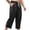 Black, variant on HOOMEUMY Mens Crinkled Gauze Pants Drawstring Elastic Waist Casual Summer Trousers Light Breathable For Beach Vacation Daily Wear