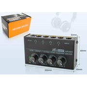 Headphone Amplifier -4 Channel Metal Stereo Audio Amplifier, Mini Earphone Audio Amplifier with 12V 1A Power Adapter, 1/4 TRS Headphones Output and TRS Audio Input for PC Guitar Studio Stage