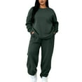 thumbnail image 2 of Women's 2 Piece Plus Size Womens Clothing Solid Color Casual Sportswear Long Pants Set, Easy and Chic Two-Piece Outfit for Casual Occasions,Green 3XL, 2 of 4