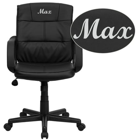 Flash Furniture Personalized Mid-Back Black LeatherSoft Swivel Task Office Chair with Arms